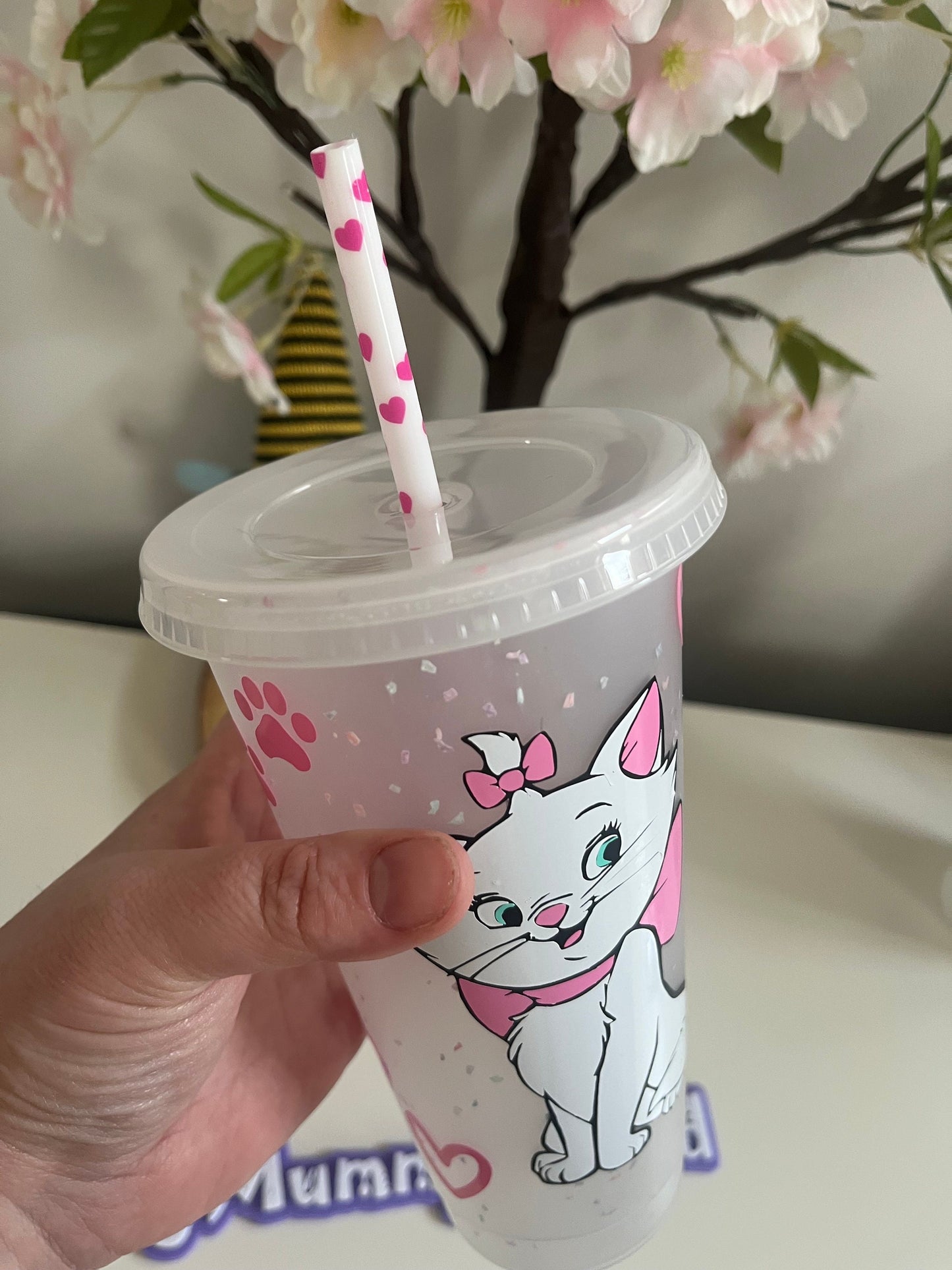 Marie Cute Cat Tumbler, Colour Changing Cold Cups, Marie Cat Cold Cup, Cute Cat Cold Cup, Bow Theme