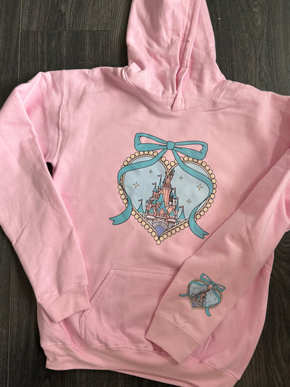 Cute Bow DLP Castle Detailed Hoodies - Kid and Adult Sizes