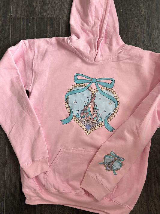 Cute Bow DLP Castle Detailed Hoodies - Kid and Adult Sizes