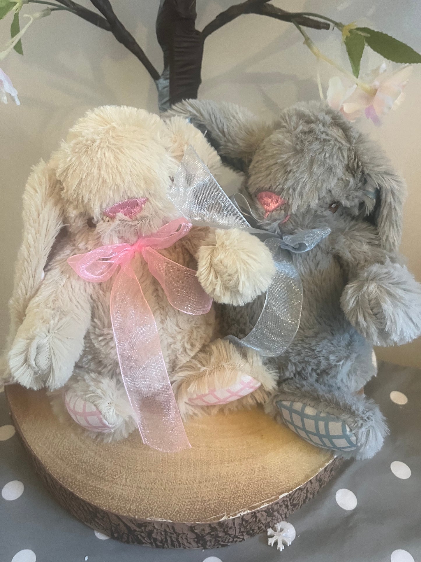Cute Personalised Bunny Plush ~ 21cm ~ Gingham Design