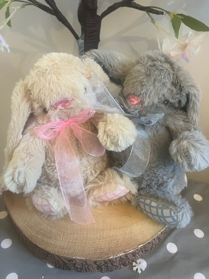 Cute Personalised Bunny Plush ~ 21cm ~ Gingham Design