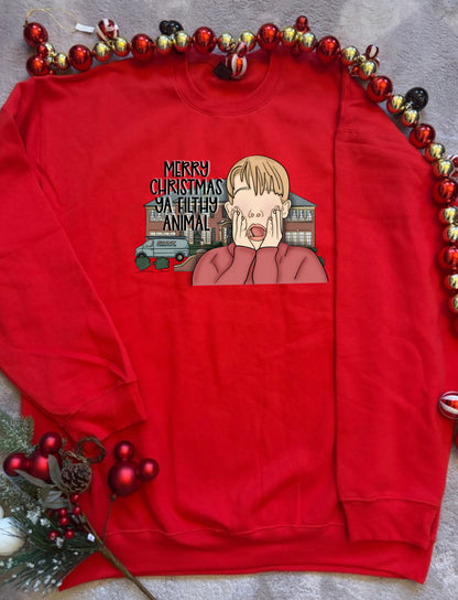 Christmas Home Alone Sweatshirt, Christmas Jumper, Christmas Outfits - Adults & Kids Sizes - Fleece Sweatshirt