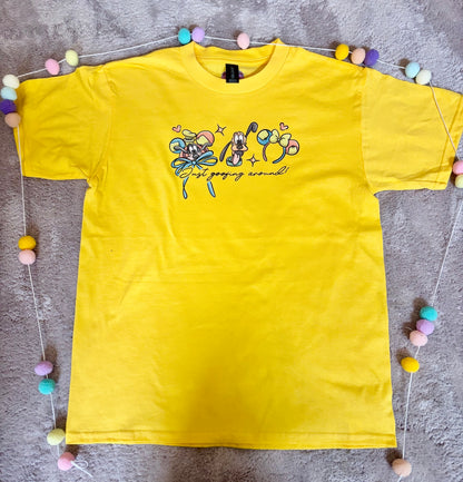 Goofing Around, Goofy, Pluto Inspired Printed White T-Shirt, Yellow Dog, Goofy - Adults & Kids Sizes - Cotton T-Shirt