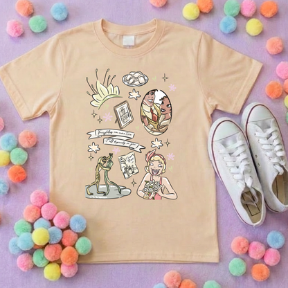 Bayou Frog Princess Full Art Inspired Printed T-Shirt, Princess Movie, Mouse Ears, Princess- Adults & Kids Sizes - Cotton T-Shirt