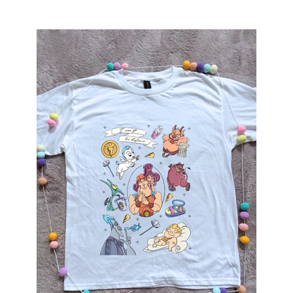 Hercules, Pegasus Full Art Inspired Printed Sand T-Shirt, Greek Gods, Muses, Hades Inspired Character T-Shirts - Adults & Kids Sizes - Cotton T-Shirt