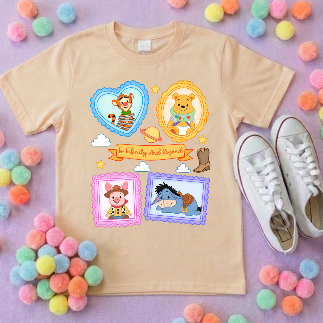 Pooh Toys Story Besties Full Art Park Life T-Shirt, Ears, Florida, Orlando, Cruise Holidays T-Shirts, Holiday Outfits - Adults & Kids Sizes - Cotton T-Shirt