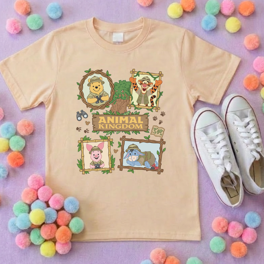 Pooh Animal Kingdom Full Art Park Life T-Shirt, Ears, Florida, Orlando, Cruise Holidays T-Shirts, Holiday Outfits - Adults & Kids Sizes - Cotton T-Shirt