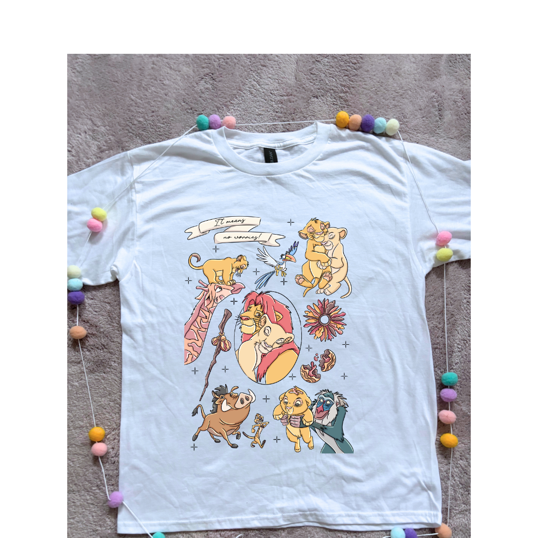 King Lion Full Art Inspired Printed Sand T-Shirt, Safari, Tree of Life, Inspired Character T-Shirts - Adults & Kids Sizes - Cotton T-Shirt