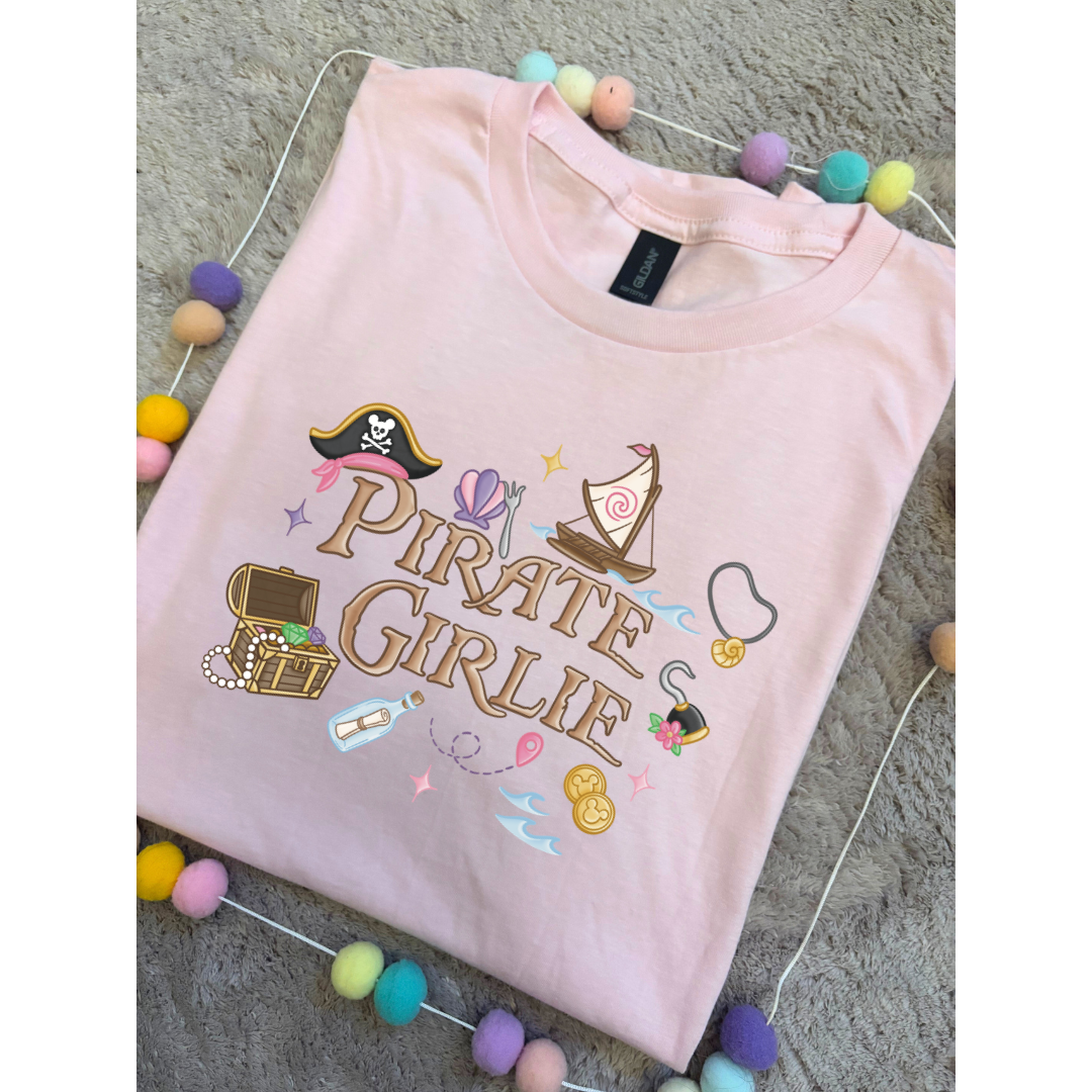 Pirate Girlies Park Life T-Shirt, Ears, Florida, Orlando, Cruise Holidays T-Shirts, Holiday Outfits - Adults & Kids Sizes - Cotton T-Shirt