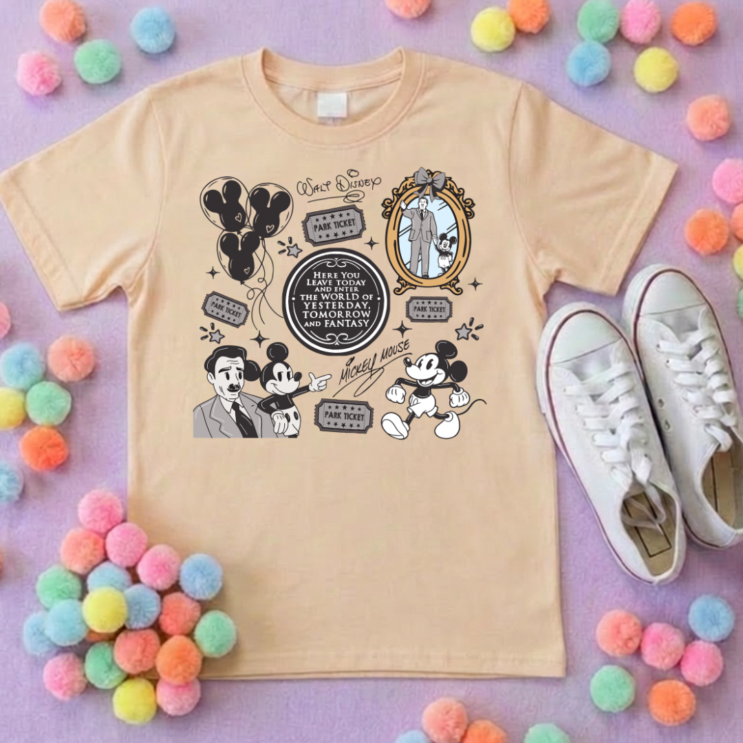 Magical Kingdom, Walt and mouse, Printed T-Shirt, Florida, Orlando, Magical World - Adults & Kids Sizes