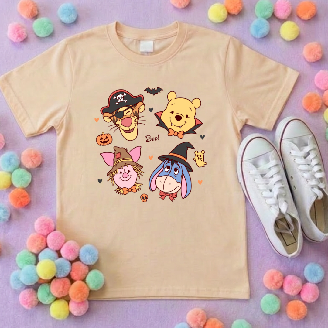 Pooh Halloween Besties Park Life T-Shirt, Ears, Florida, Orlando, Cruise Holidays T-Shirts, Holiday Outfits - Adults & Kids Sizes - Cotton T-Shirt