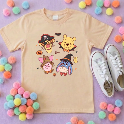Pooh Halloween Besties Park Life T-Shirt, Ears, Florida, Orlando, Cruise Holidays T-Shirts, Holiday Outfits - Adults & Kids Sizes - Cotton T-Shirt