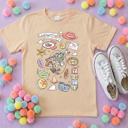 Story Toy Inspired Full Art Printed Ears T-Shirt, Florida, Orlando, Bo Peep, Jessie, Buzz, Toy Story - Adults & Kids Sizes - Cotton T-Shirt
