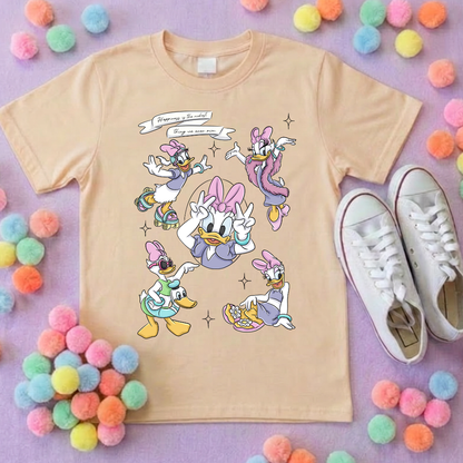 Magical Girlie Duck Full Art Printed T-Shirt, Florida, Orlando, Magical World - Adults & Kids Sizes