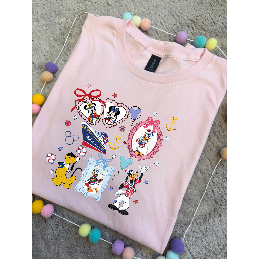 Cruise Mouse and Friends T-Shirt, Ears, Florida, Orlando, Cruise Holidays T-Shirts, Holiday Outfits - Adults & Kids Sizes - Cotton T-Shirt