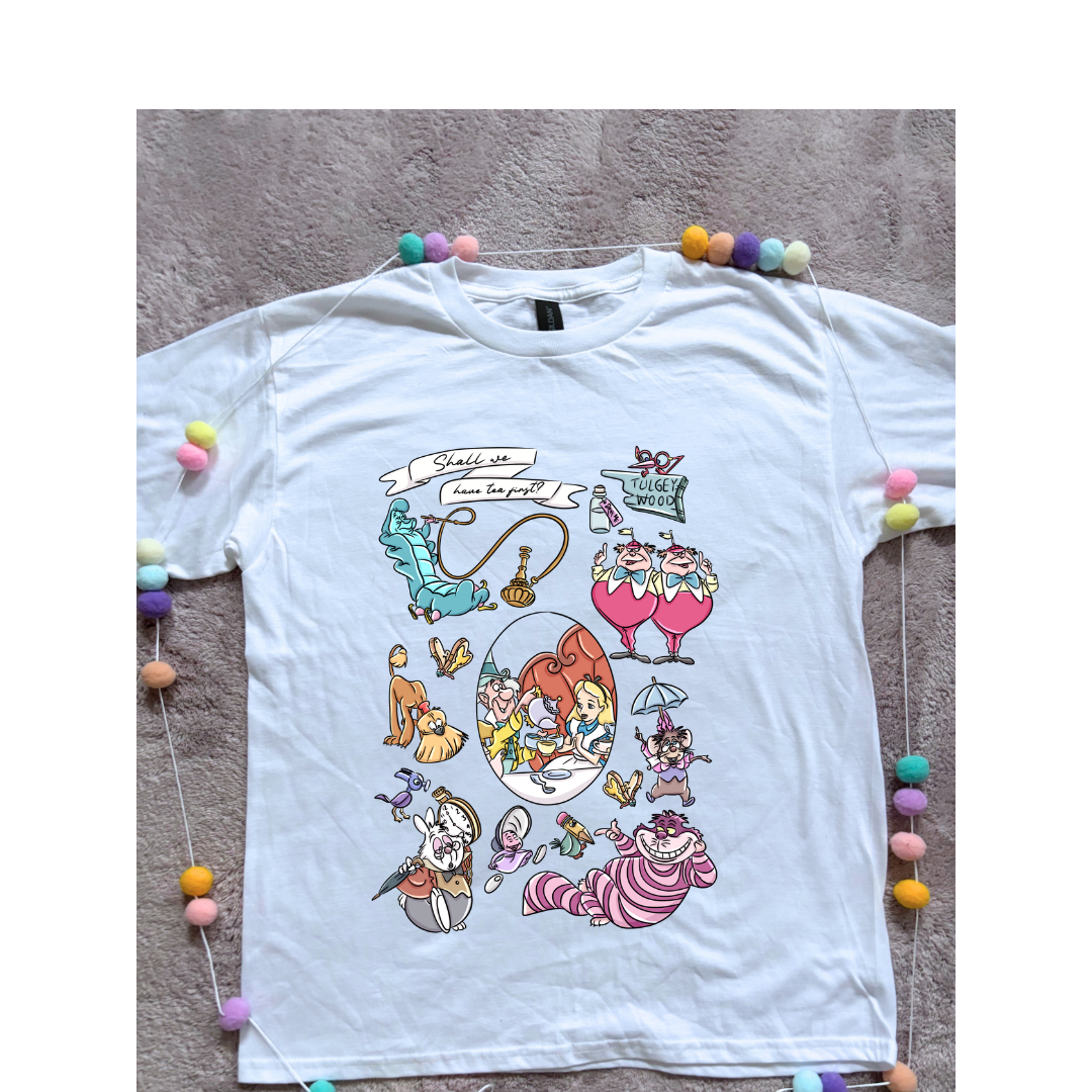 Alice, Smiley Cat Full Art Inspired Ears T-Shirt, Florida, Orlando - Adults & Kids Sizes - Cotton T-Shirt