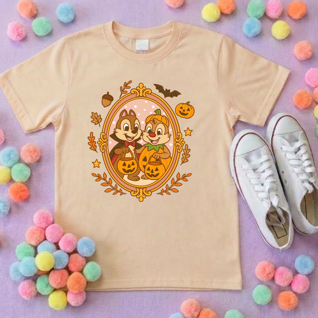 Pumpkin Pals Chip & Dale Life T-Shirt, Ears, Florida, Orlando, Cruise Holidays T-Shirts, Holiday Outfits - Adults & Kids Sizes - Cotton T-Shirt