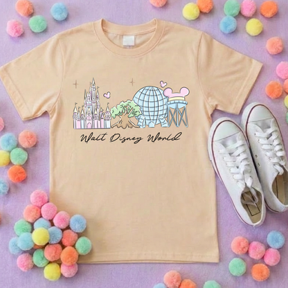 Exclusive Design, 4 Park Pastel Tee, Park Life T-Shirt, Ears, Florida, Orlando, Cruise Holidays T-Shirts, Holiday Outfits - Adults & Kids Sizes - Cotton T-Shirt