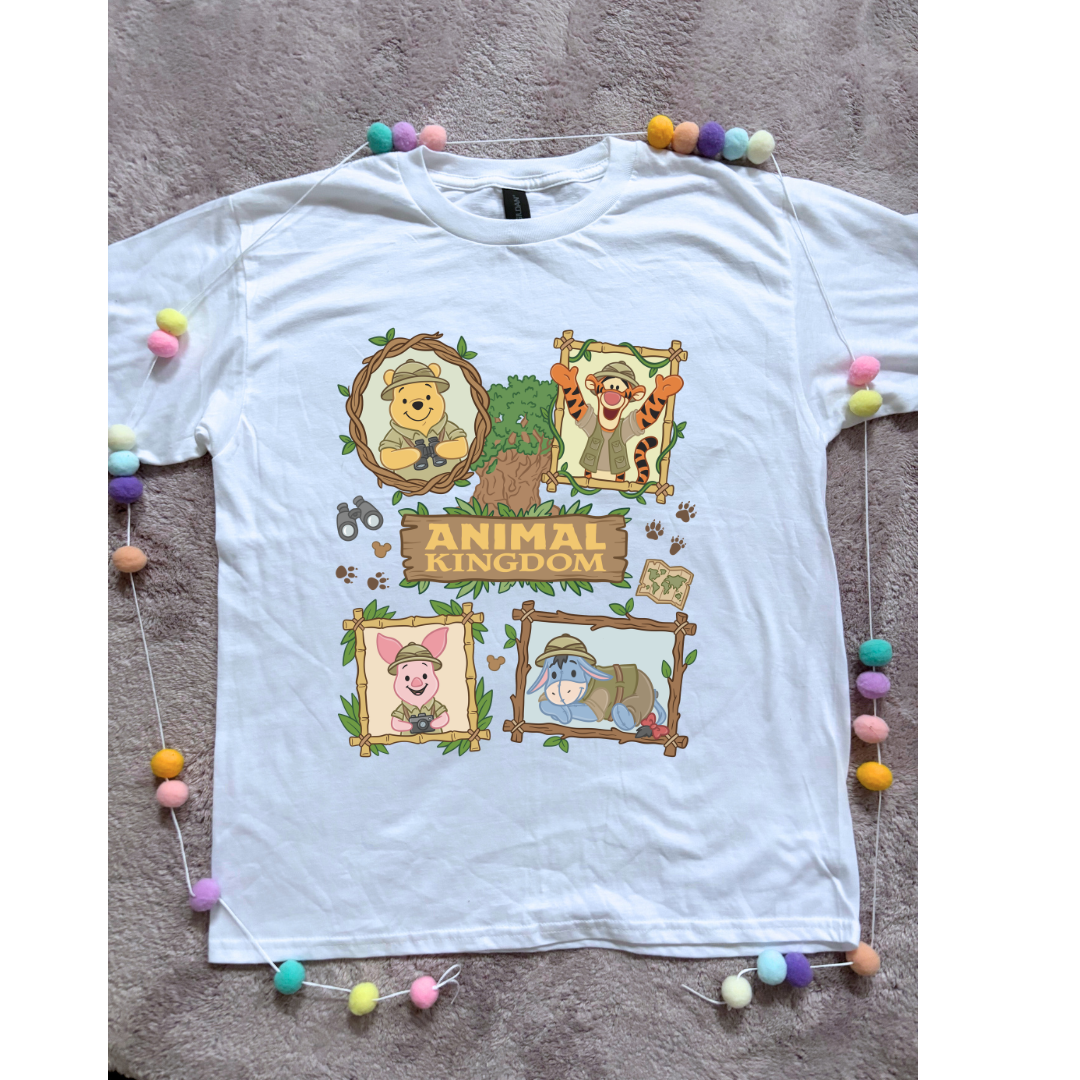 Pooh Animal Kingdom Full Art Park Life T-Shirt, Ears, Florida, Orlando, Cruise Holidays T-Shirts, Holiday Outfits - Adults & Kids Sizes - Cotton T-Shirt