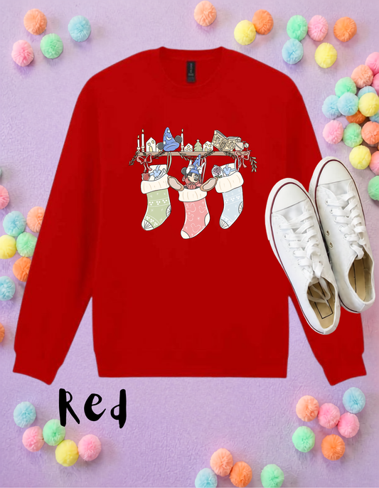 Christmas Hanging Stockings Sweatshirt, Florida, Orlando, Christmas Jumper, Christmas Outfits - Adults & Kids Sizes - Fleece Sweatshirt