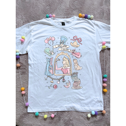 Sleeping Princess Full Art Inspired Printed T-Shirt, Princess Movie, Mouse Ears, Princess- Adults & Kids Sizes - Cotton T-Shirt