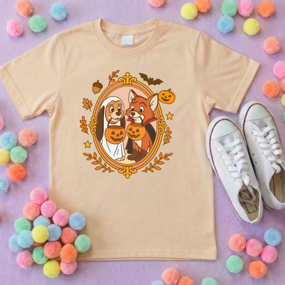 Pumpkin Pals Fox & Hound Park Life T-Shirt, Ears, Florida, Orlando, Cruise Holidays T-Shirts, Holiday Outfits - Adults & Kids Sizes - Cotton T-Shirt