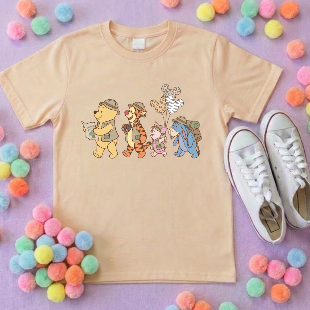 Pooh Animal Kingdom Safari Park Life T-Shirt, Ears, Florida, Orlando, Cruise Holidays T-Shirts, Holiday Outfits - Adults & Kids Sizes - Cotton T-Shirt