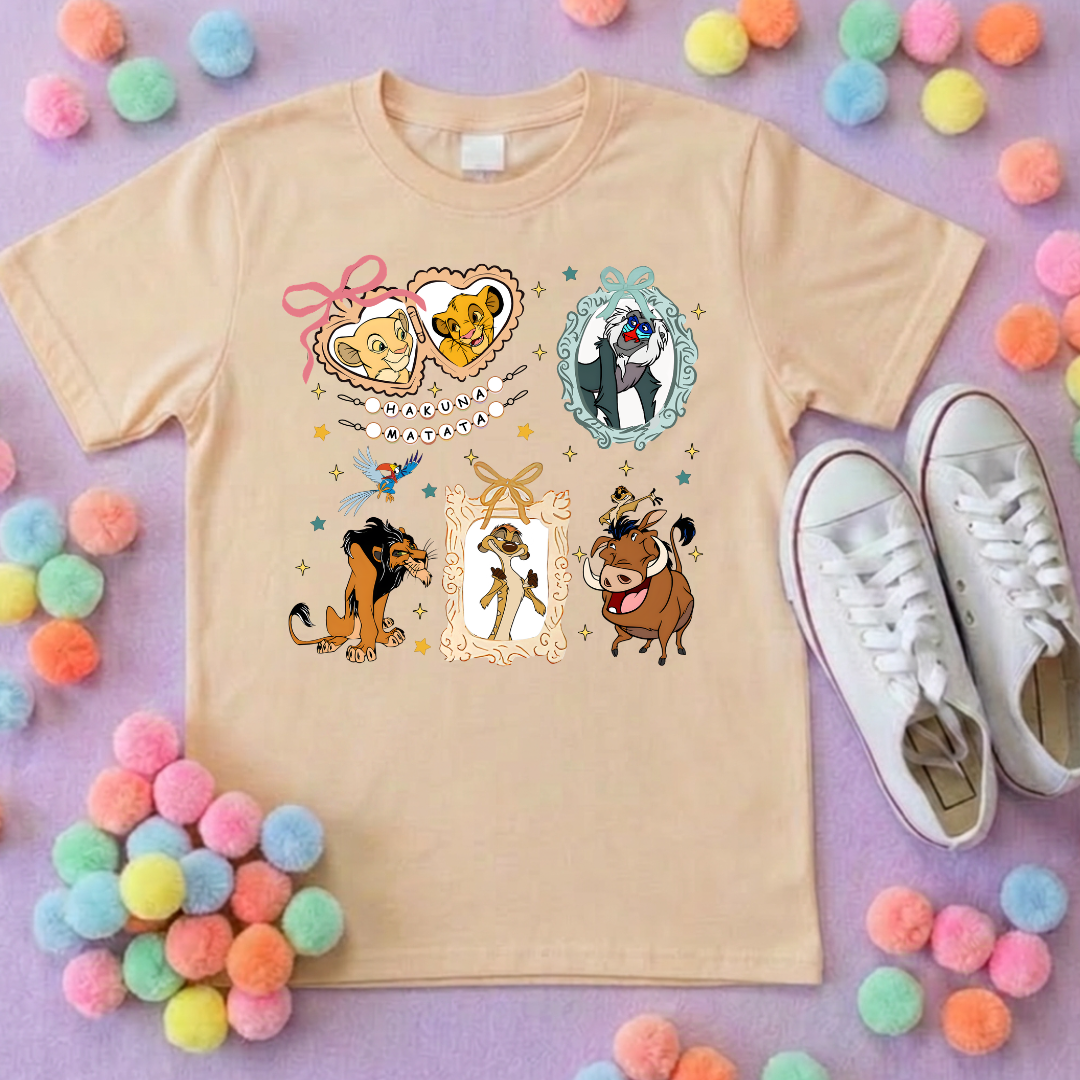 King Lion Inspired Printed White T-Shirt, Lions, Nala Simba, Mufasa, Inspired Character T-Shirts - Adults & Kids Sizes - Cotton T-Shirt