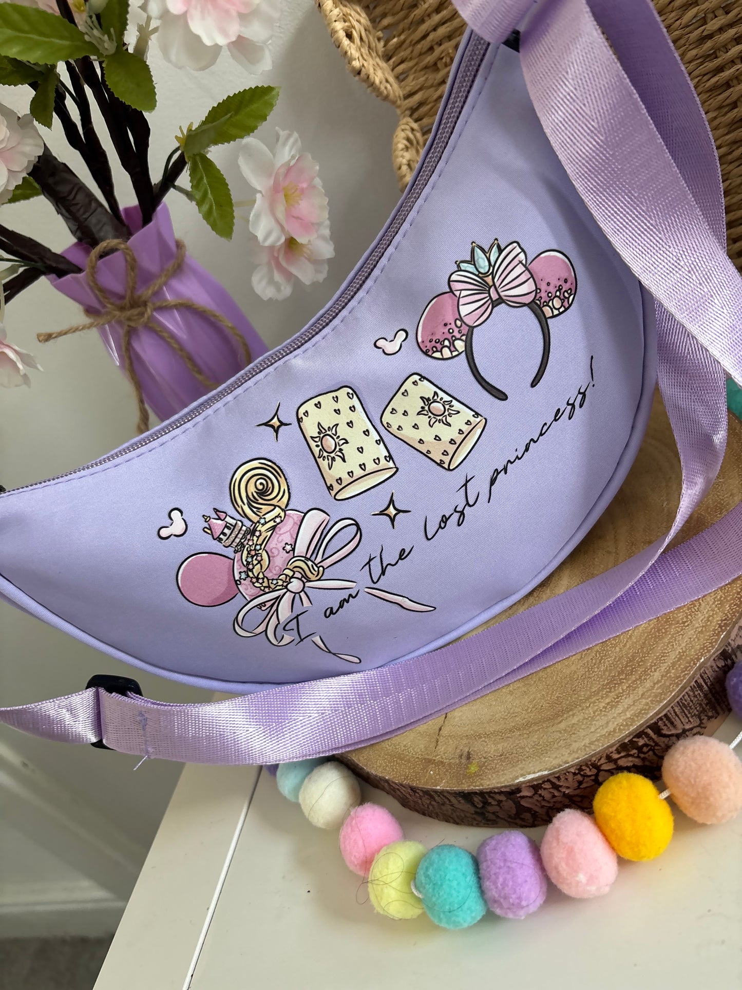 Princess Theme, Rapunzel, Tangled Theme, Dumpling Bags, Printed Inspired Cross Body Bags, Theme Park Bags, Florida, Orlando, Paris