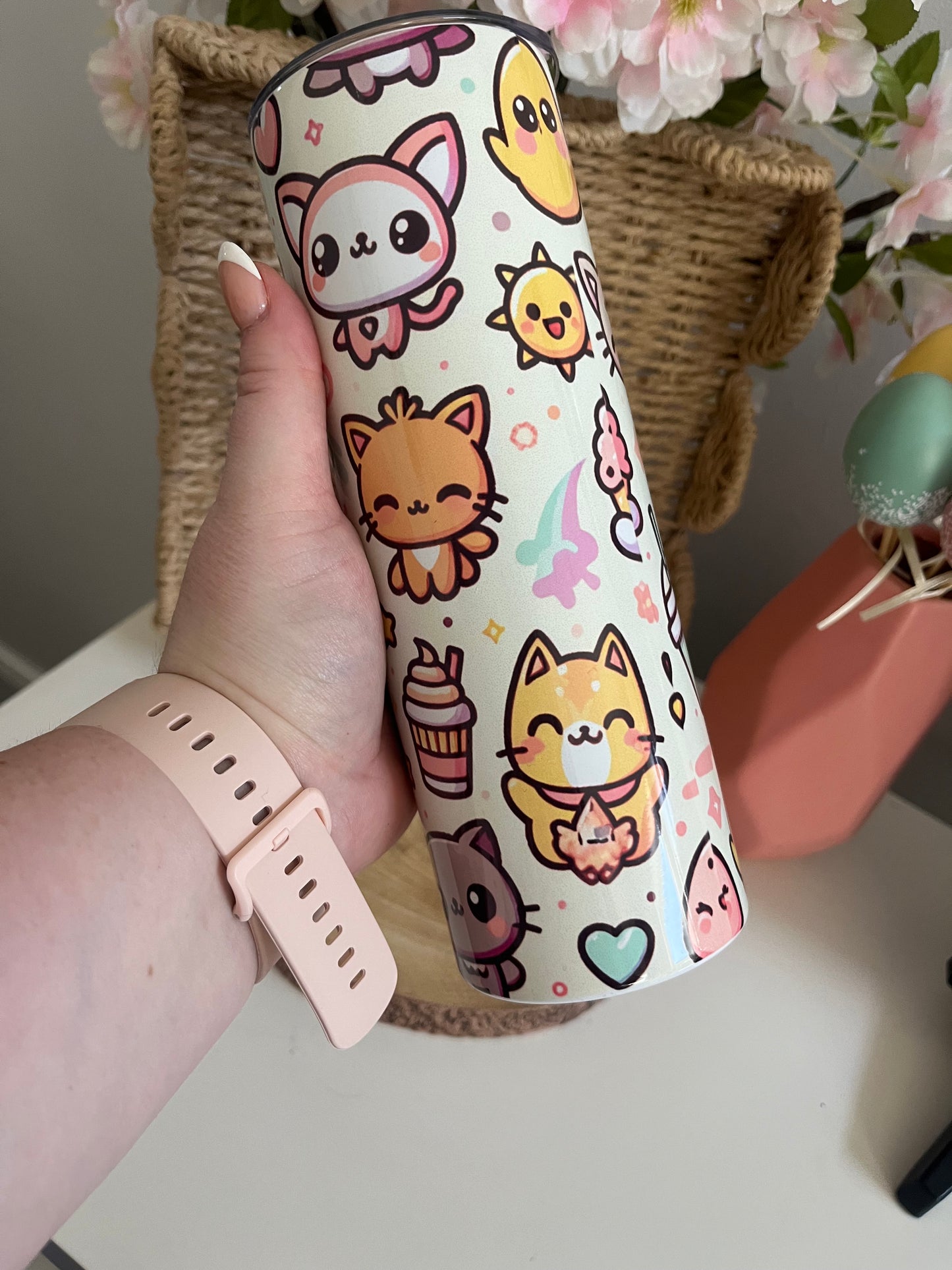 Cute Kawaii Animal 20oz Tumbler, Girl Era, Hot and Cold Drinks Tumbler