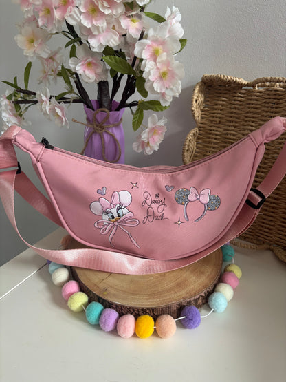Girlie Daisy Duck Dumpling Bags, Printed Inspired Bags, Crossbody Bags, Florida, Orlando, Paris, Theme Make Up Bag