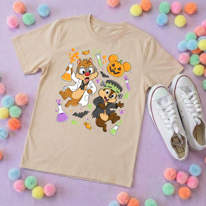 Halloween Pals, Chip & Dale Printed T-Shirt, Halloween, Inspired Character T-Shirts - Adults & Kids Sizes - Cotton T-Shirt