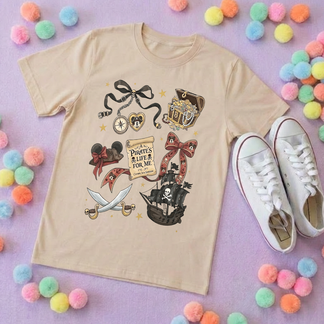 Pirates Life for Me Park Life T-Shirt, Ears, Florida, Orlando, Cruise Holidays T-Shirts, Holiday Outfits - Adults & Kids Sizes - Cotton T-Shirt