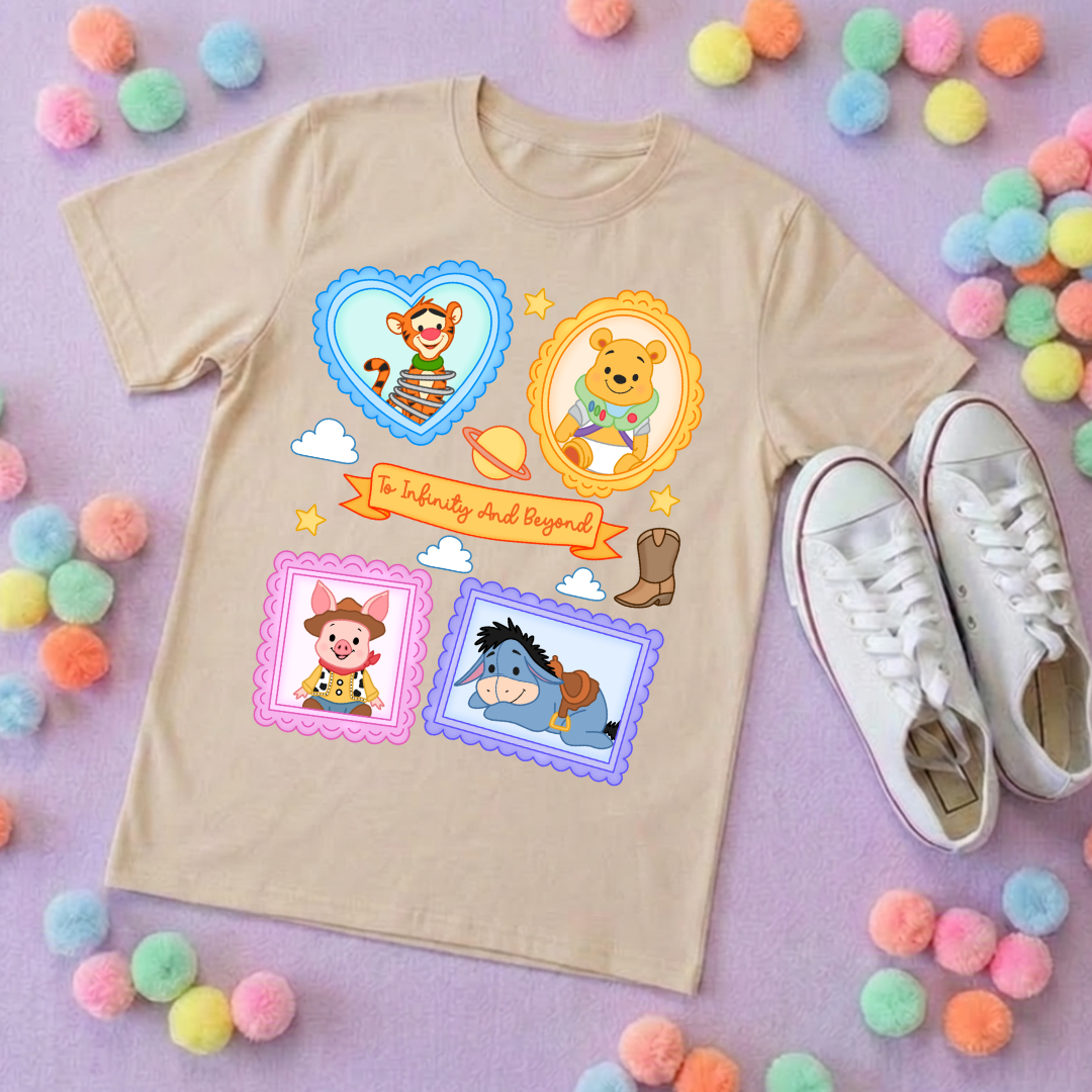 Pooh Toys Story Besties Full Art Park Life T-Shirt, Ears, Florida, Orlando, Cruise Holidays T-Shirts, Holiday Outfits - Adults & Kids Sizes - Cotton T-Shirt