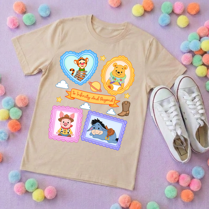 Pooh Toys Story Besties Full Art Park Life T-Shirt, Ears, Florida, Orlando, Cruise Holidays T-Shirts, Holiday Outfits - Adults & Kids Sizes - Cotton T-Shirt