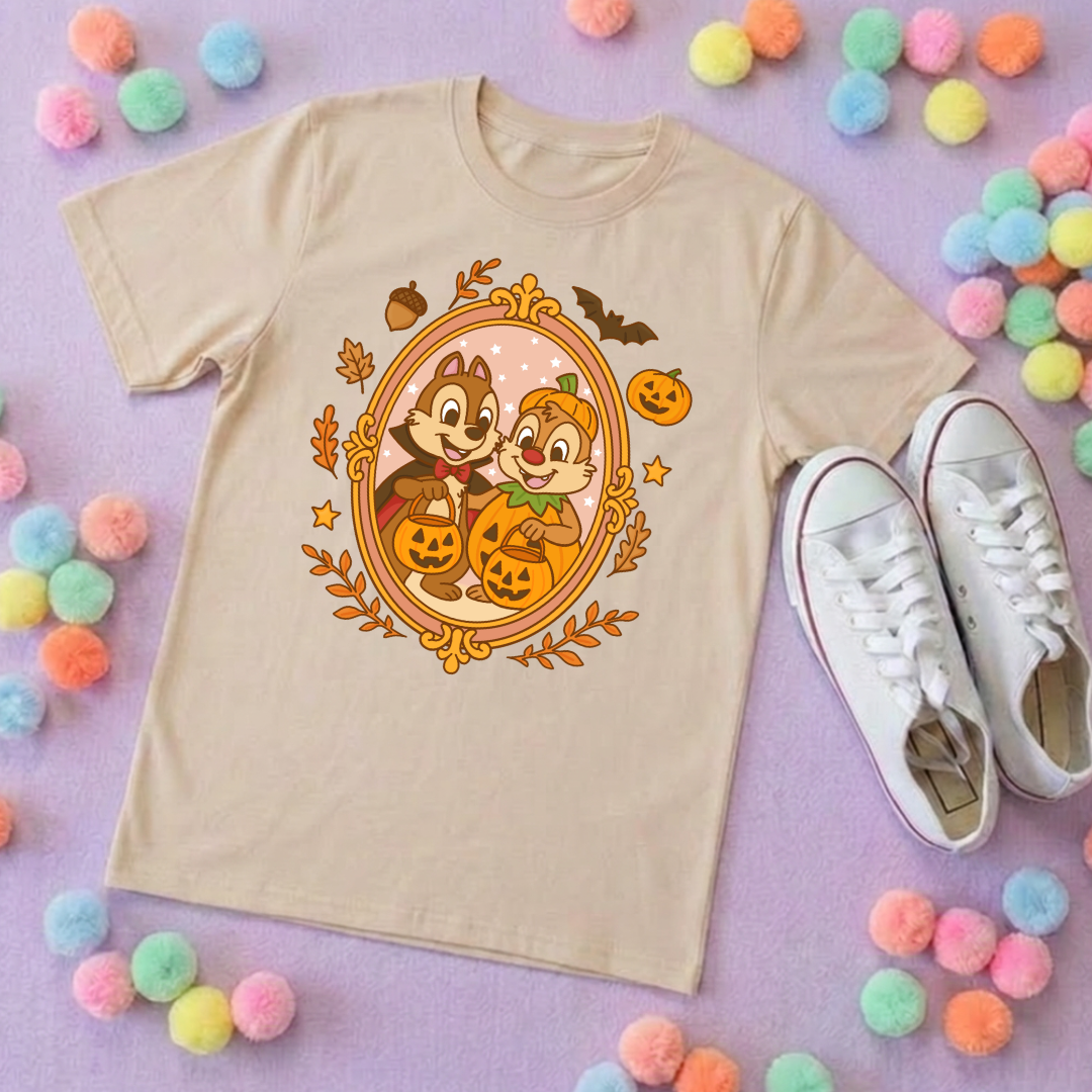 Pumpkin Pals Chip & Dale Life T-Shirt, Ears, Florida, Orlando, Cruise Holidays T-Shirts, Holiday Outfits - Adults & Kids Sizes - Cotton T-Shirt