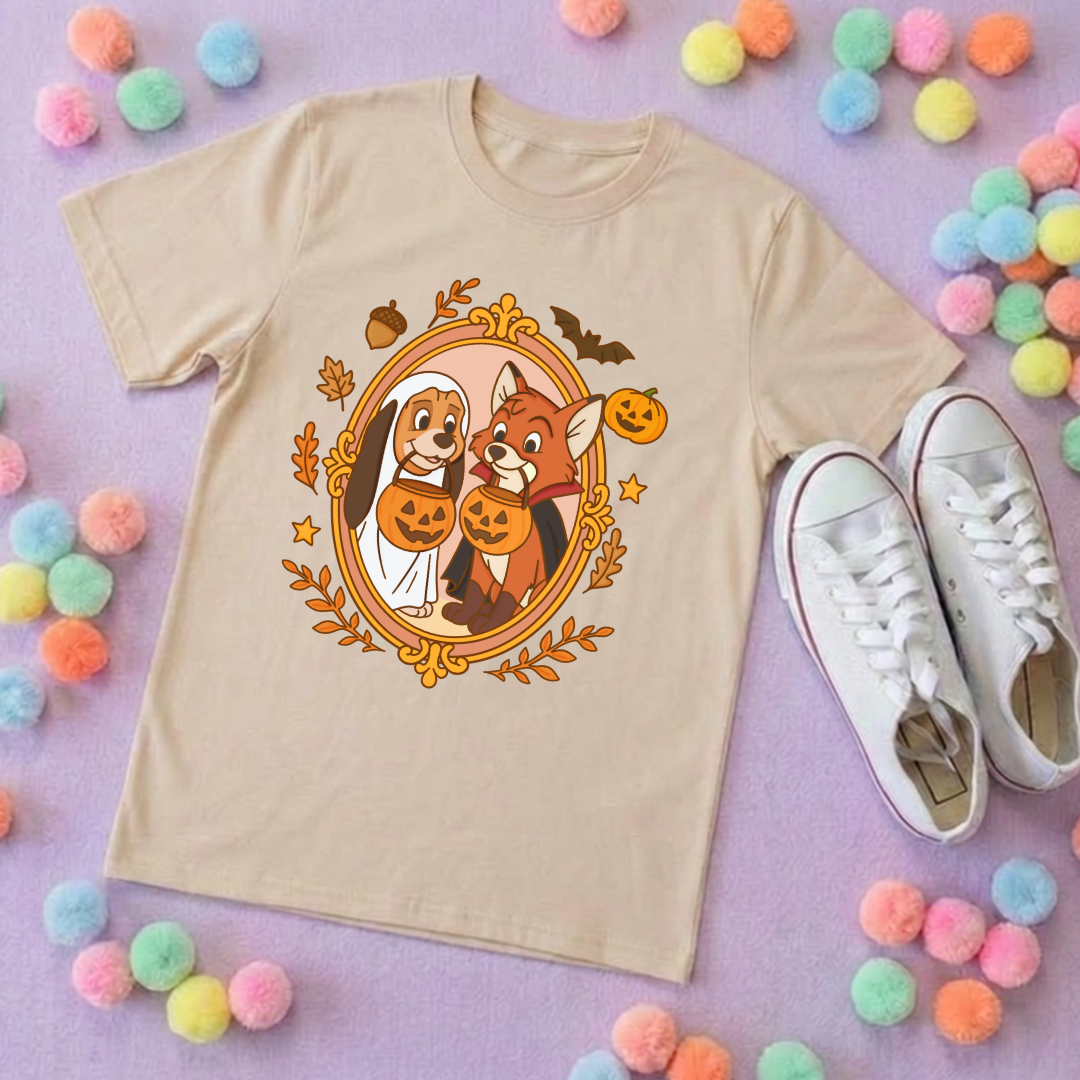 Pumpkin Pals Fox & Hound Park Life T-Shirt, Ears, Florida, Orlando, Cruise Holidays T-Shirts, Holiday Outfits - Adults & Kids Sizes - Cotton T-Shirt