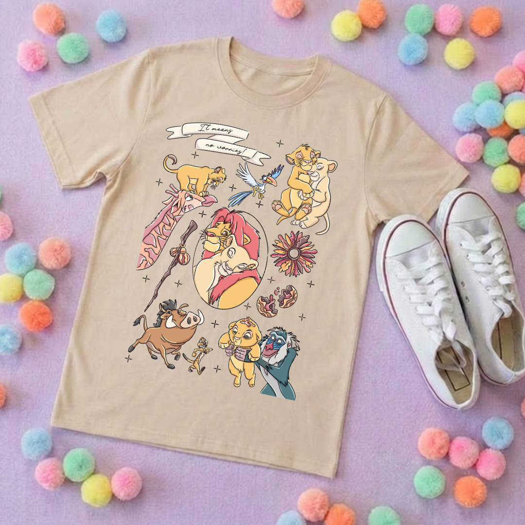 King Lion Full Art Inspired Printed Sand T-Shirt, Safari, Tree of Life, Inspired Character T-Shirts - Adults & Kids Sizes - Cotton T-Shirt