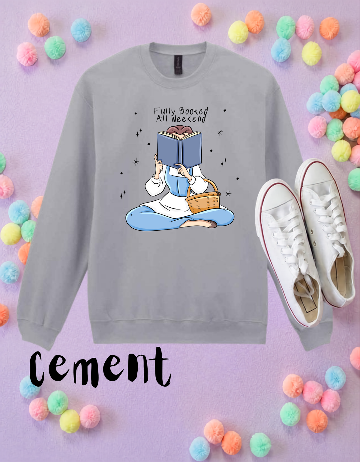 Fully Booked Belle Sweatshirt, Ears, Florida, Orlando, Jumper, Halloween Outfits, - Adults & Kids Sizes - Cotton Sweatshirt