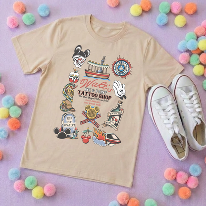 Walts Tattoo Park Life T-Shirt, Ears, Florida, Orlando, Cruise Holidays T-Shirts, Holiday Outfits - Adults & Kids Sizes - Cotton T-Shirt