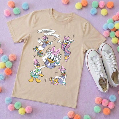Magical Girlie Duck Full Art Printed T-Shirt, Florida, Orlando, Magical World - Adults & Kids Sizes