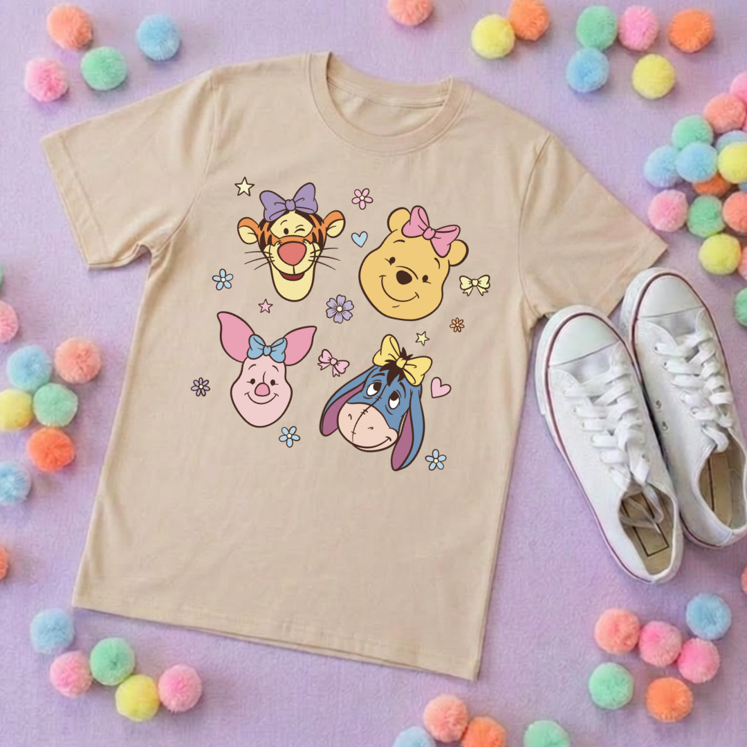 Pooh Pretty Besties Park Life T-Shirt, Ears, Florida, Orlando, Cruise Holidays T-Shirts, Holiday Outfits - Adults & Kids Sizes - Cotton T-Shirt