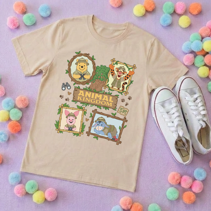 Pooh Animal Kingdom Full Art Park Life T-Shirt, Ears, Florida, Orlando, Cruise Holidays T-Shirts, Holiday Outfits - Adults & Kids Sizes - Cotton T-Shirt
