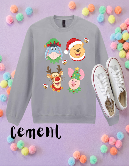Pooh Christmas Sweatshirt, Ears, Florida, Orlando, Jumper, Christmas Outfits, - Adults & Kids Sizes - Cotton Sweatshirt