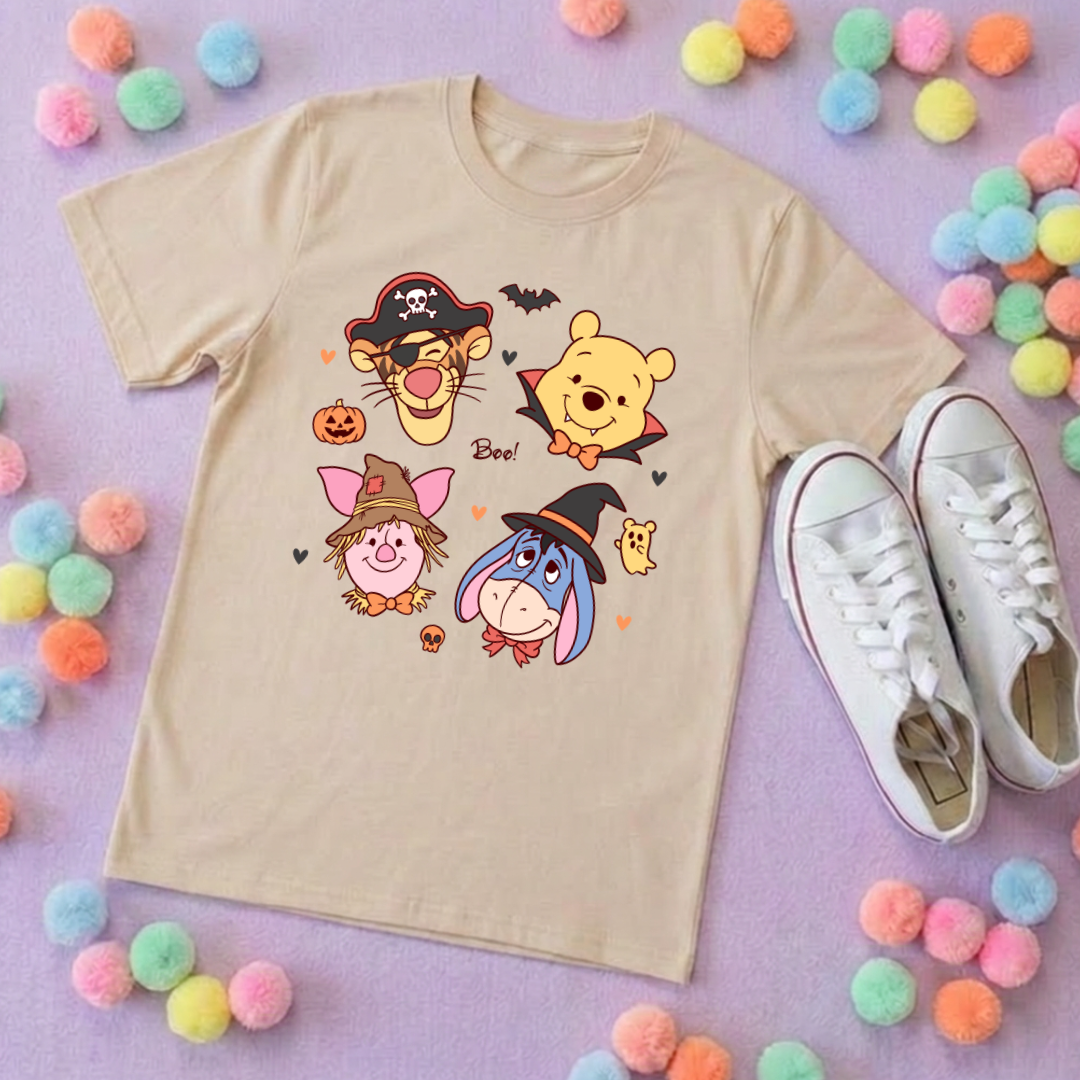 Pooh Halloween Besties Park Life T-Shirt, Ears, Florida, Orlando, Cruise Holidays T-Shirts, Holiday Outfits - Adults & Kids Sizes - Cotton T-Shirt