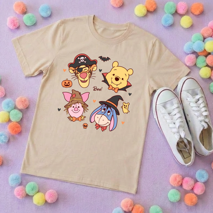 Pooh Halloween Besties Park Life T-Shirt, Ears, Florida, Orlando, Cruise Holidays T-Shirts, Holiday Outfits - Adults & Kids Sizes - Cotton T-Shirt