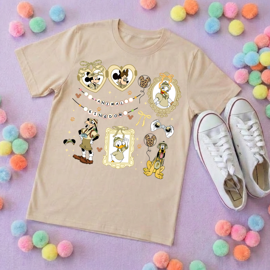 Animal Kingdom Inspired Printed Sand T-Shirt, Safari, Tree of Life, Inspired Character T-Shirts - Adults & Kids Sizes - Cotton T-Shirt