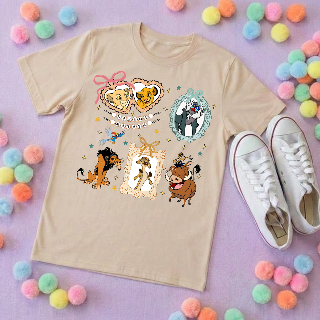 King Lion Inspired Printed White T-Shirt, Lions, Nala Simba, Mufasa, Inspired Character T-Shirts - Adults & Kids Sizes - Cotton T-Shirt