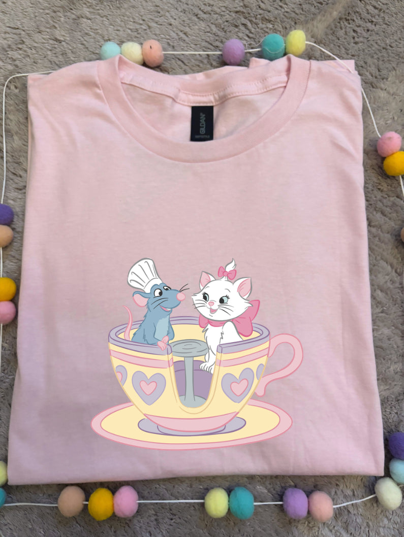 Paris Friends on Teacup Ride Printed T-Shirt, Florida, Orlando, Magical World - Adults & Kids Sizes