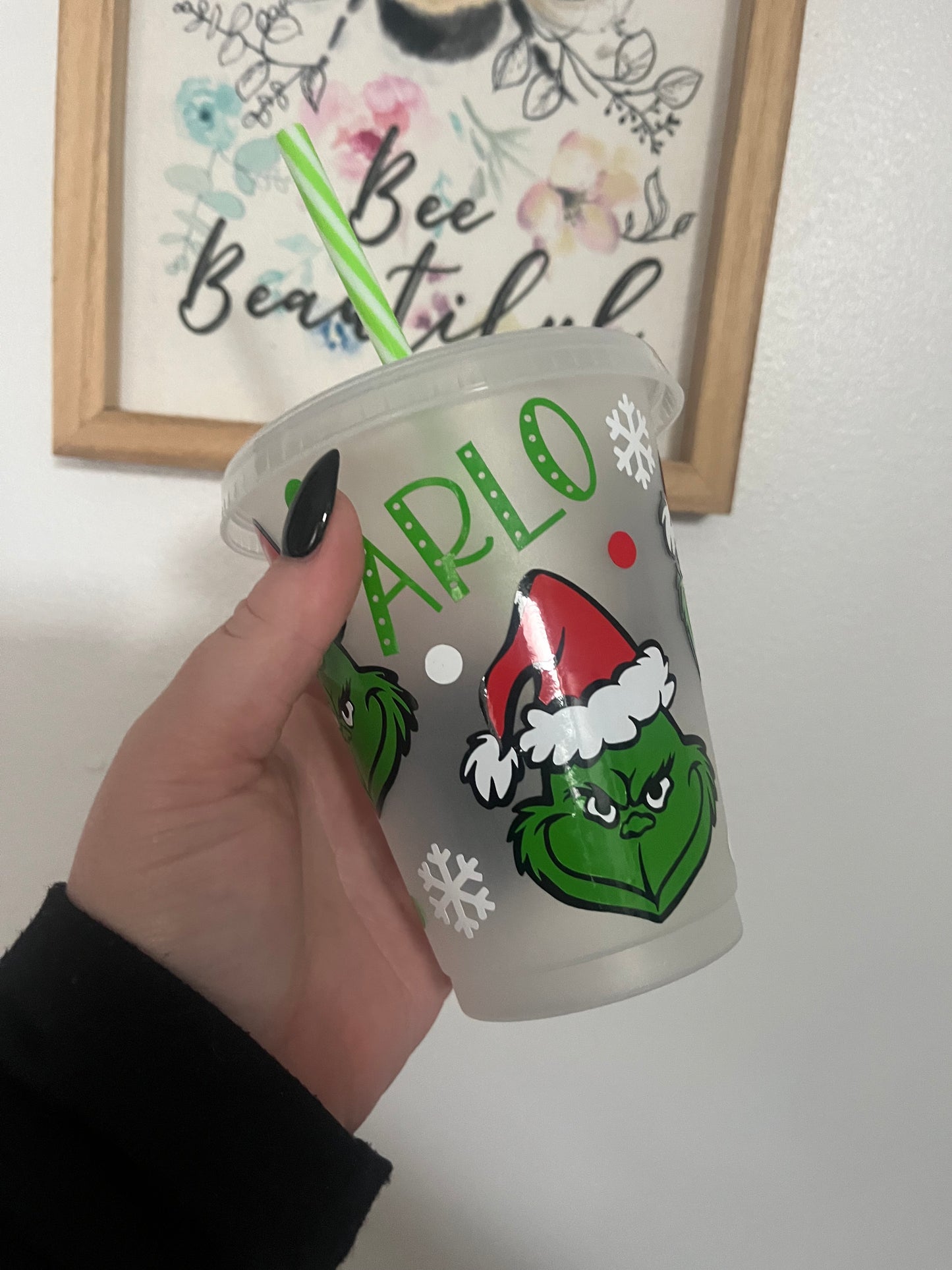 Personalised 16oz Kids Cold Cups, Grinch Cold Cup Tumbler, Colour Changing Cold Cups, The Grinch Decor, The Grinch Movie